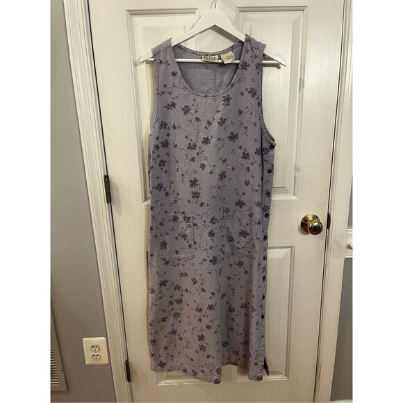 Vintage Erika Collection Petites Lavender Floral Trad Wife Side Button Maci Dres - Picture 1 of 6